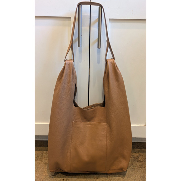 Lucky Brand Large Leather Satchel Tote VACHETTA Brown 0313DM0124 Chic Hobo - Picture 4 of 13